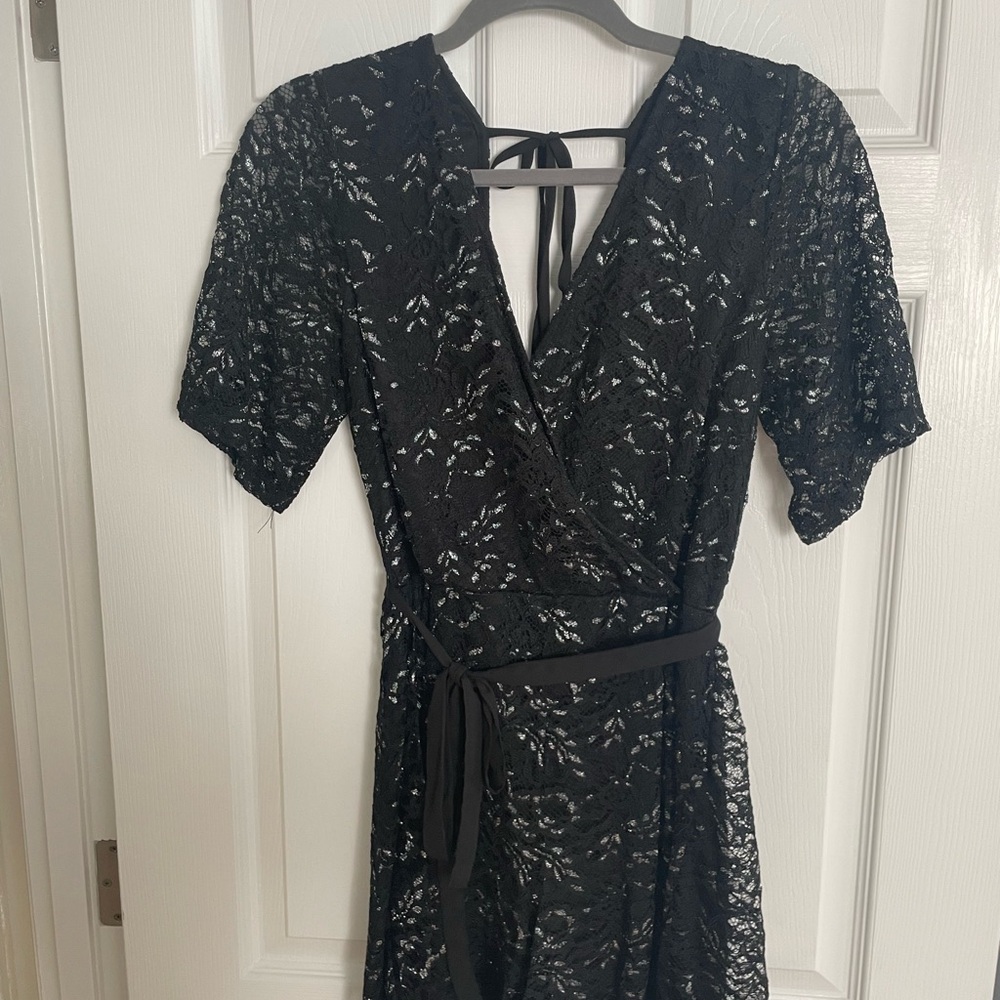 Charlotte Russe Black Lace V-Neck Romper